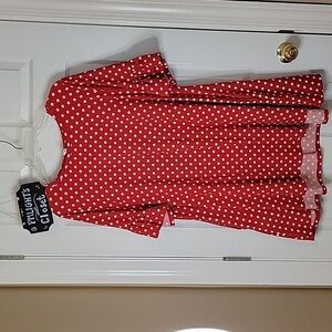Bellamie Plus 1X Tunic Red White Polka Dot Ruffled